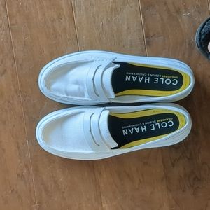 Cole Haan White Canvas Loafers